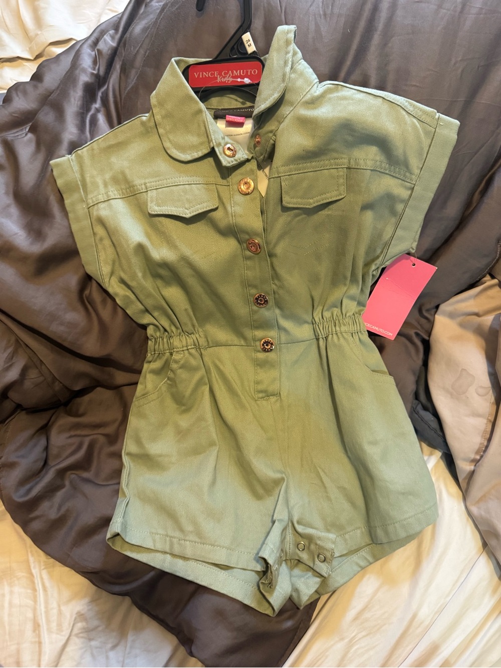 Vince Camuto Olive Green Utility Romper